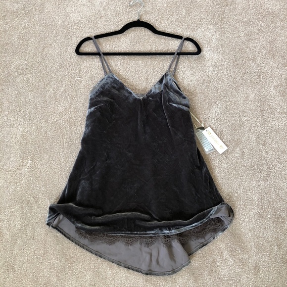 Gold Hawk Velvet V-Neck Camisole; Pewter Grey; EXCELLENT CONDITION small - Picture 4 of 8